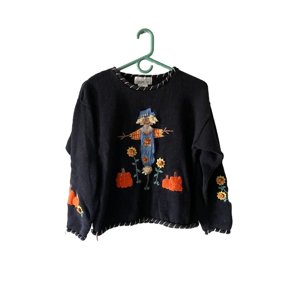 Vintage Mandal Bay Halloween Scarecrow with Pumpkins Sweater- Size Small
